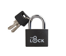 Hængelås m/to nøgler 43 mm sort aluminium